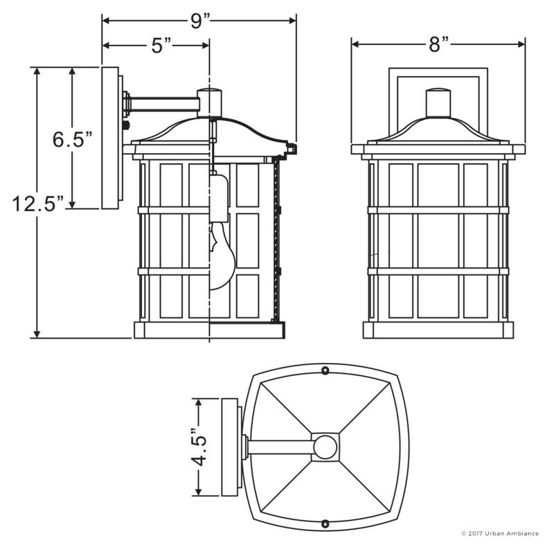 Luxury Craftsman Outdoor Wall Light, 13"H x 8"W, with Tudor Style, Highly-Detailed Design, Black Silk Finish