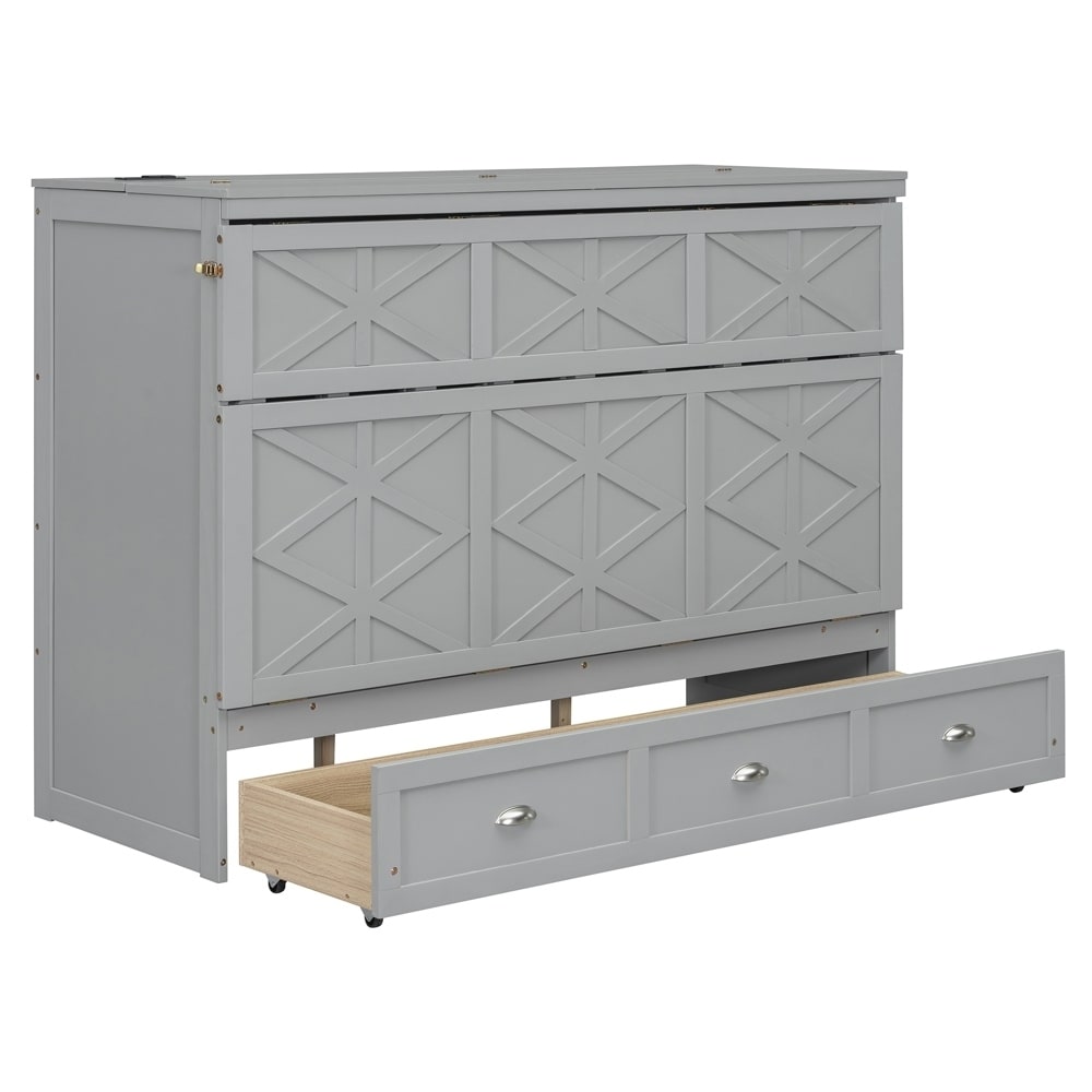 Murphy Bed with Large Drawers and USB