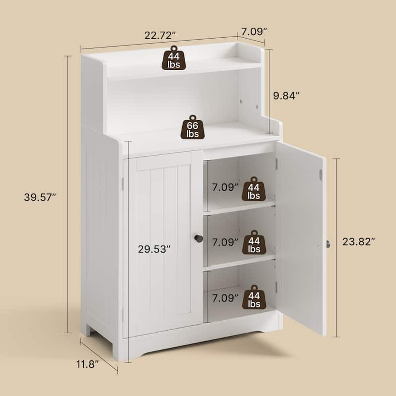 40" H Bathroom Storage Cabinet, Freestanding Organizer with 2 Doors, 2 Adjustable Shelves