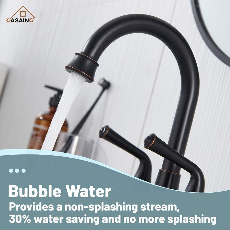 4 in. Centerset Double Handle Bathroom Faucet with Drain Kit Included