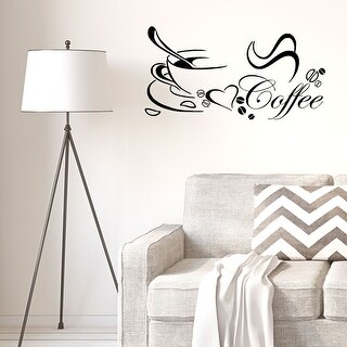 Coffee Pattern Wall Stickers Removable Art Decals for Home Living Room - Black