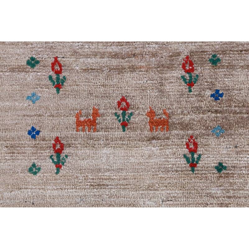 Hand Knotted Oriental 100% Wool Carpet Tribal Stripe Greys & Charcoal Gabbeh Area Rug - 9' 11'' X 7' 11''