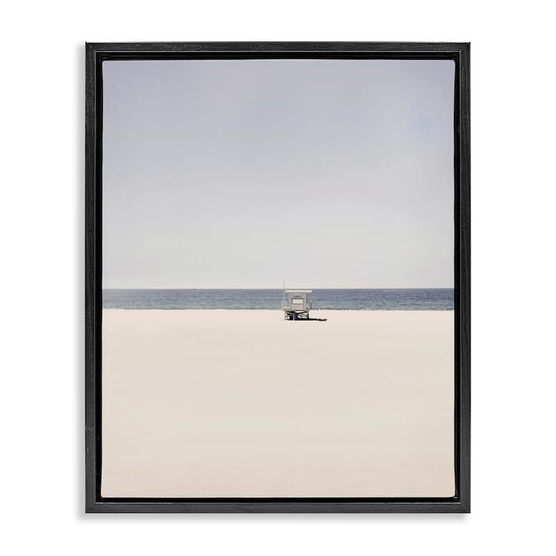 Stupell Distant California Beach Hut Framed Floater Canvas Wall Art Design By Gemma Bardot - 17 x 21 - Black