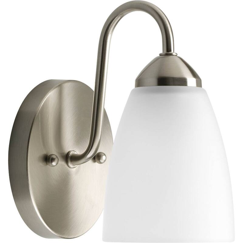Gather Collection 1-Light Brushed Nickel Etched Glass Traditional Bath Vanity Light