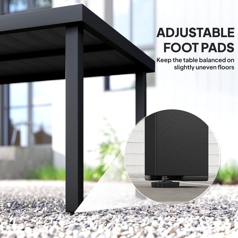 Outsunny Patio Dining Table for 8, Rectangular Aluminum Outdoor Table for Garden Lawn Backyard