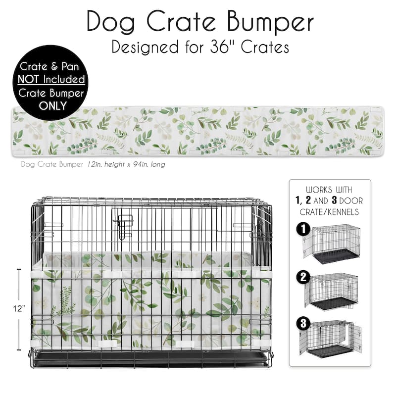Sweet Jojo Designs Sage Green Boho Floral Leaf Boy Girl, Unisex/Gender Neutral Medium Dog Crate Bumper 36in. -Bohemian Botanical