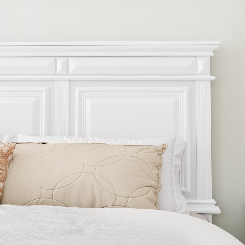 Solid Wood Retro Platform Bed with Headboard