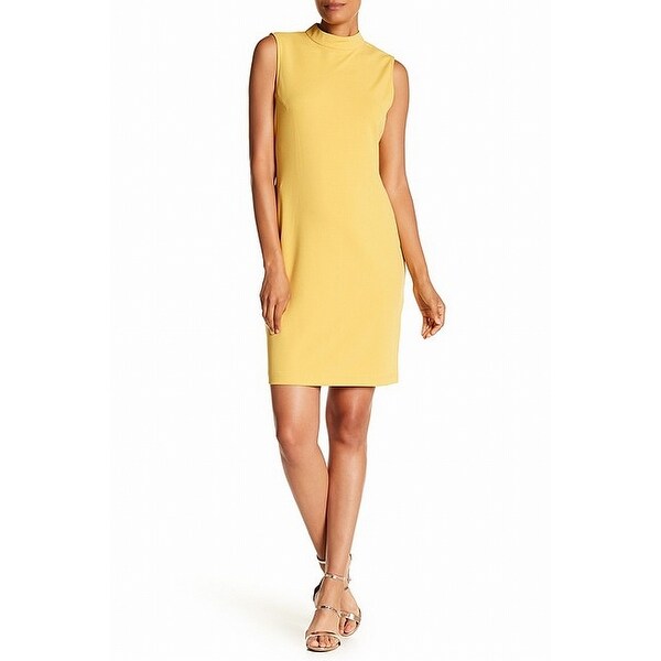 yellow mock neck dress