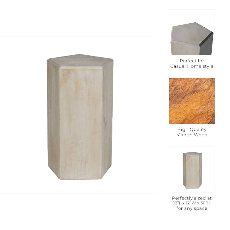 Natural Wood Side Table Elegant Geometric Design Narrow End Accent