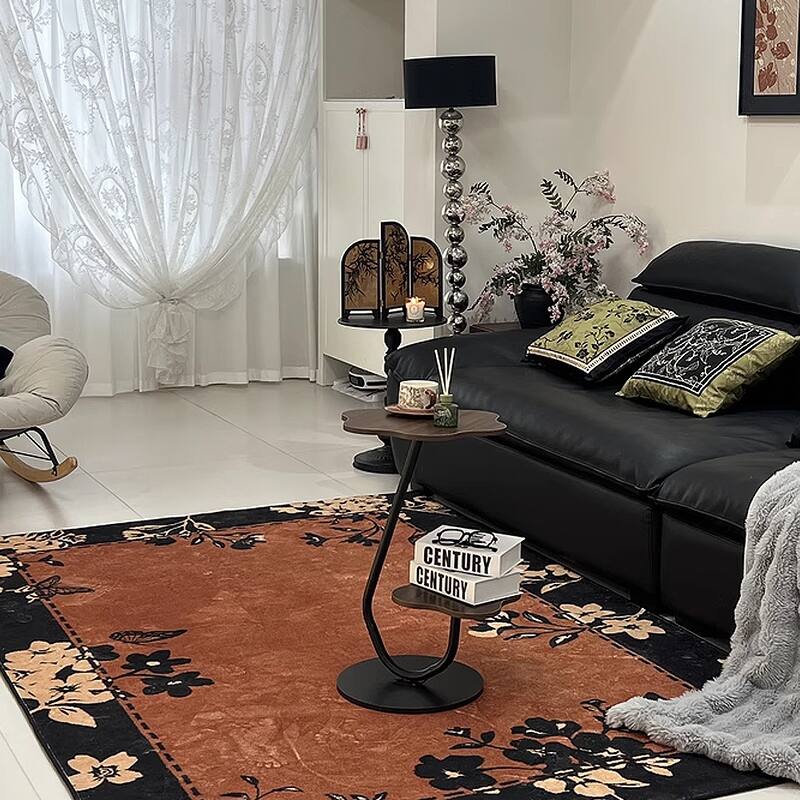 2-Tier Metal Flower Shape C-Shaped Side Table