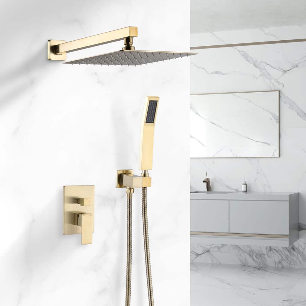 Proox 10" Wall mount Rainfall Square ShowerHead Bathroom Dual-way out Shower Handheld faucet - 10