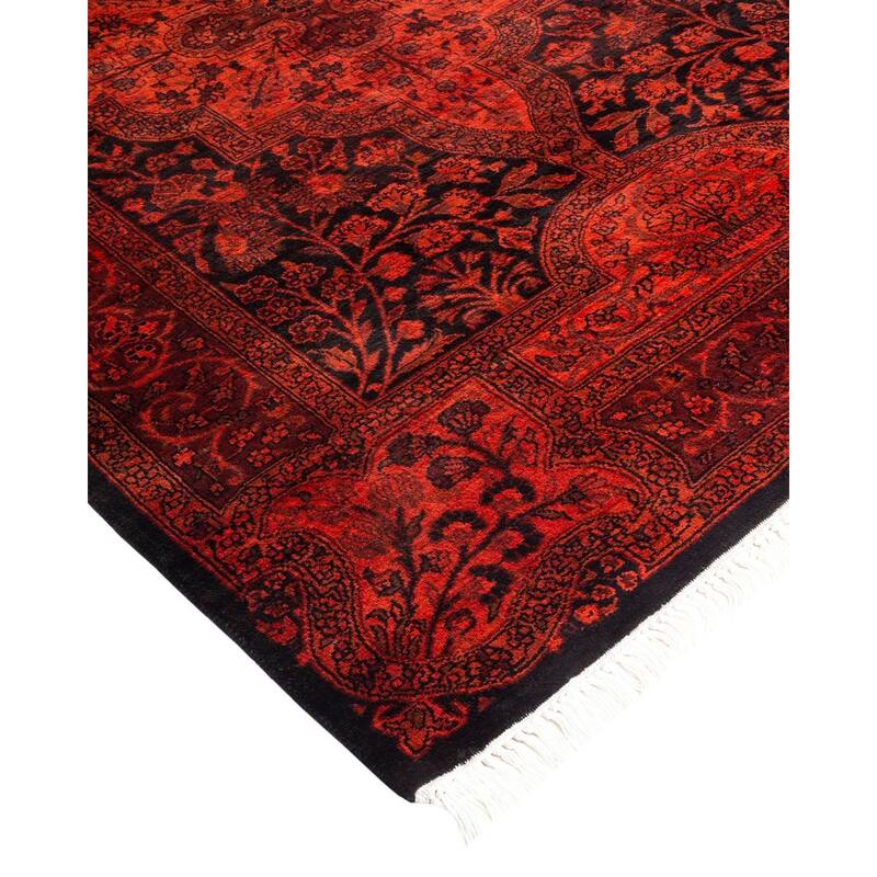 Overton Hand Knotted Wool Vintage Inspired Modern Contemporary Overdyed Orange Area Rug - 3' 2" x 5' 1"