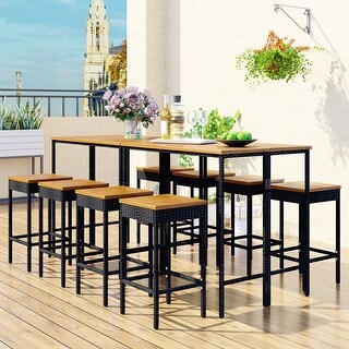 10-Piece Outdoor Patio Wicker Bar Set