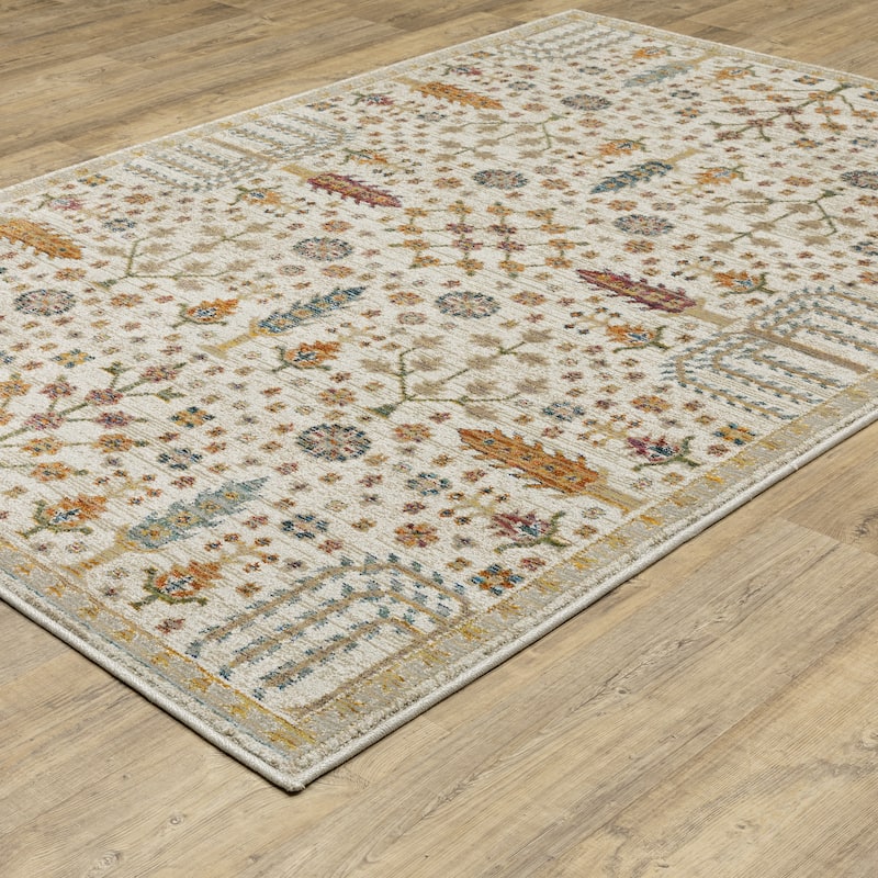 Style Haven Adalynn Ancient Traditions Ivory/Gold Area Rug