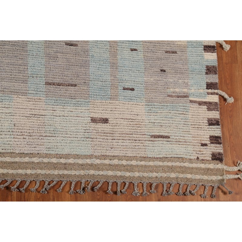 All-Over Abstract Moroccan Modern Area Rug Hand-Knotted Wool Carpet - 9'0"x 12'6"