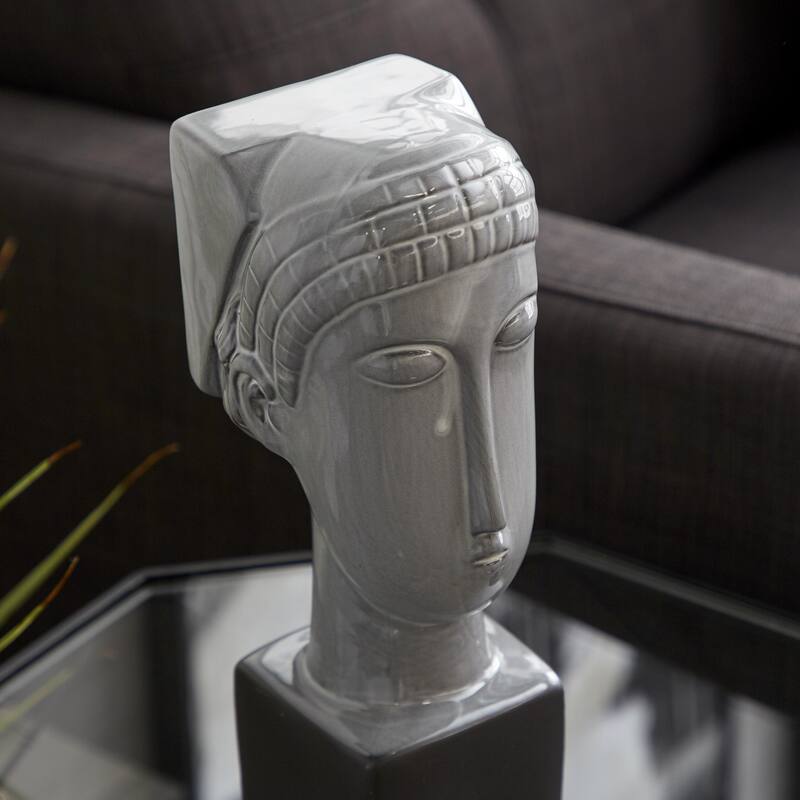Ceramic People Face Sculpture - Gray - Roche River Decor
