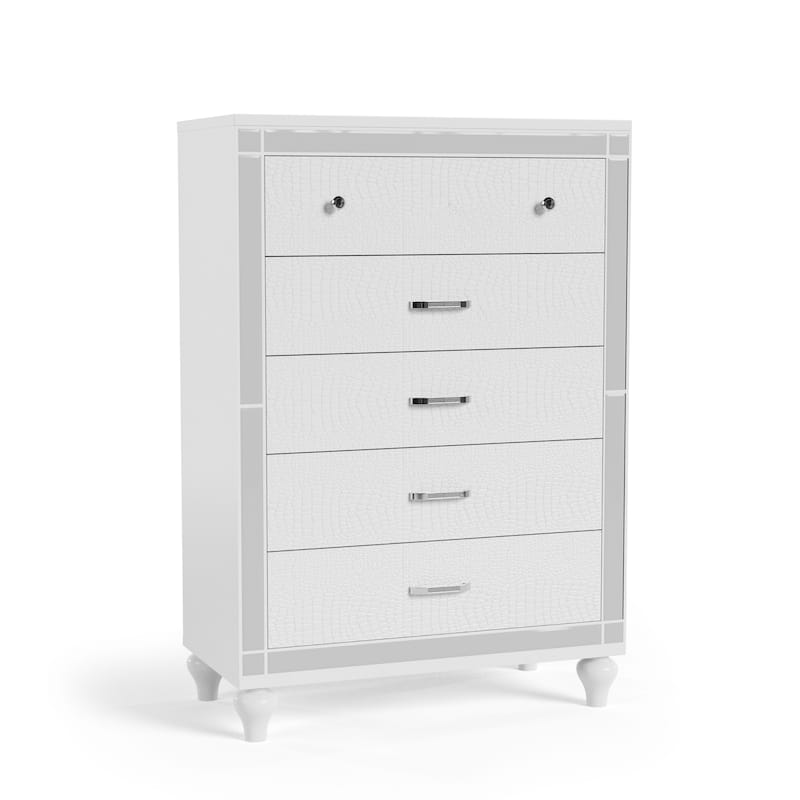 Derc Contemporary Solid Wood 5-Drawer Chest by Furniture of America