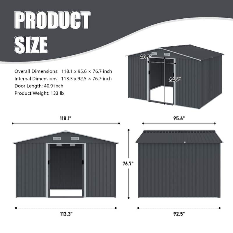 8×10 ft Modern Outdoor Storage Shed with Sliding Doors with Air Vent