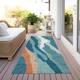 Machine Washable Indoor/ Outdoor Abstract Contemporary Chantille Rug