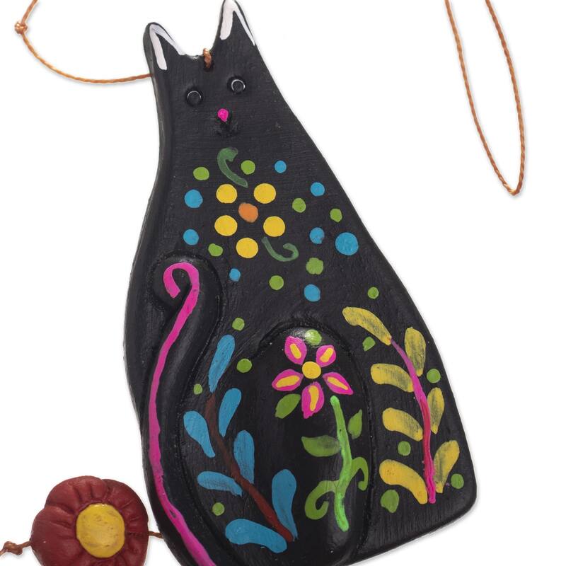 Novica Handmade Cat Parade Ceramic Wall Accent