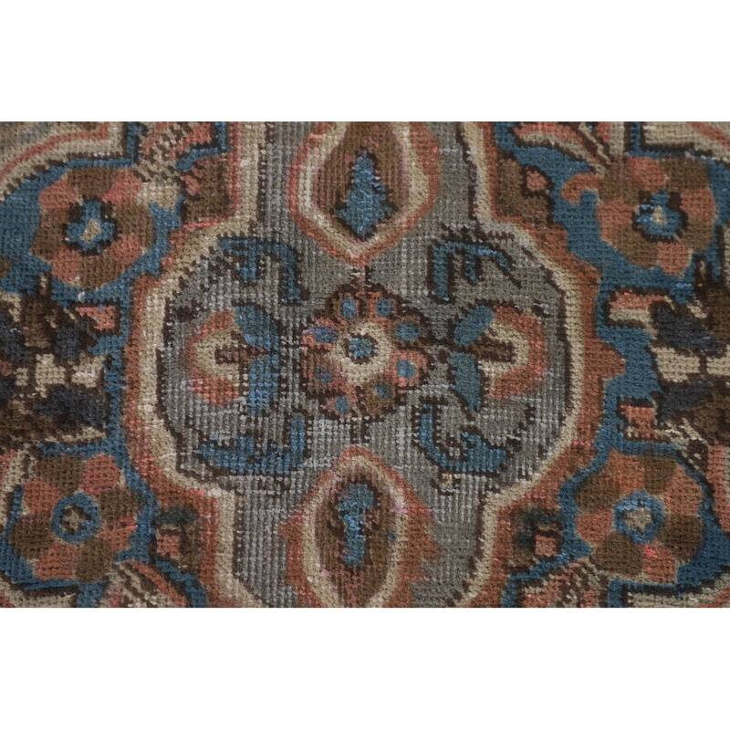 Brown Over Dyed Tabriz Persian Vintage Rug Handmade Wool Carpet - 9'3"x 12'7"
