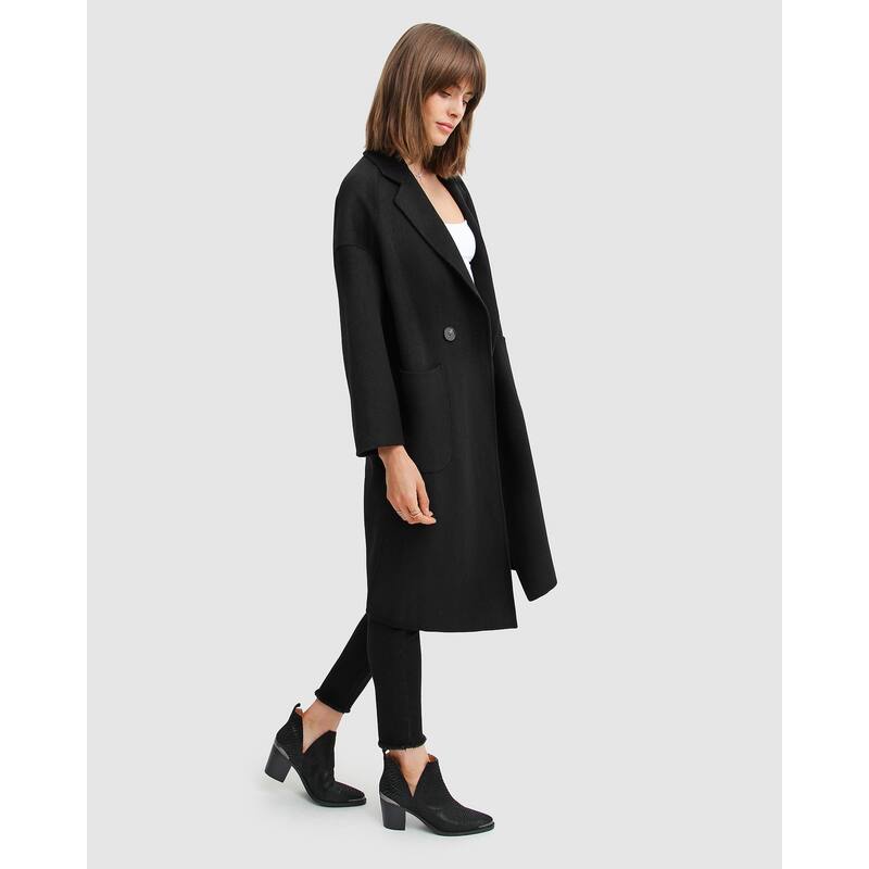 Publisher Double-Breasted Wool Blend Coat - L - Black
