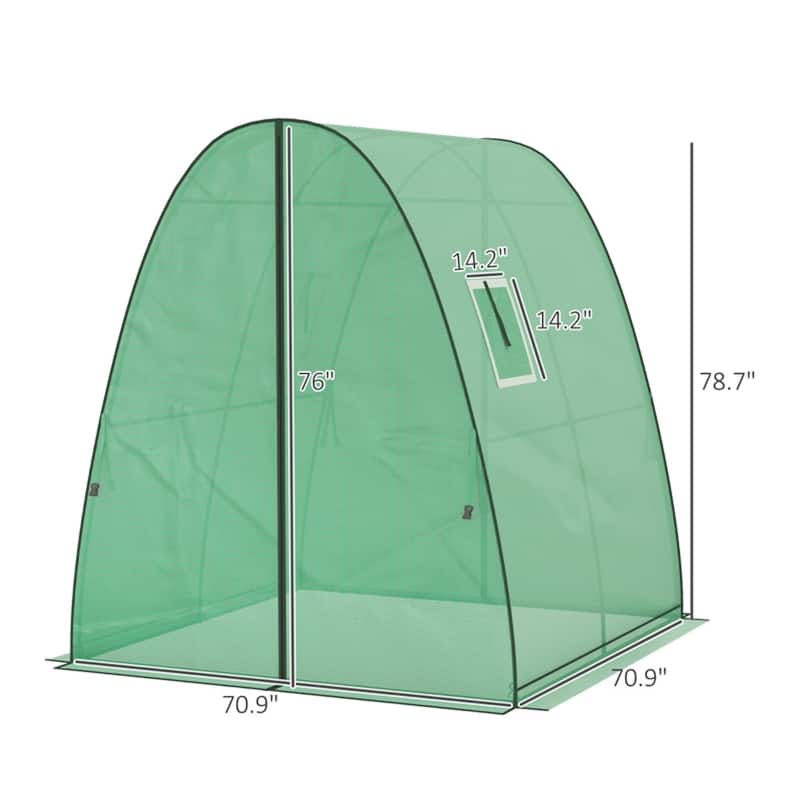 PE Steel Gothic Arch Mini Greenhouse with Roll-Up Doors