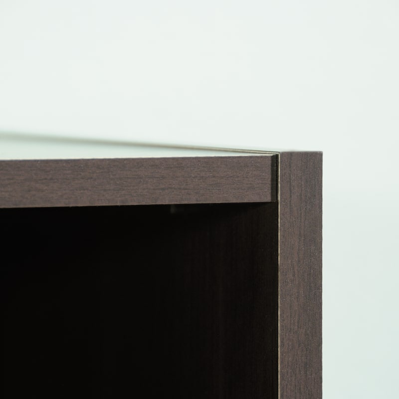 Anmytek Home Office Desk with Storage Dark Wood Grain Study