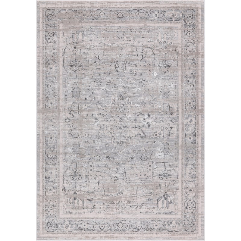 Nevada Collection Bordered Cream and Grey Rug - 5'2 X 7'5