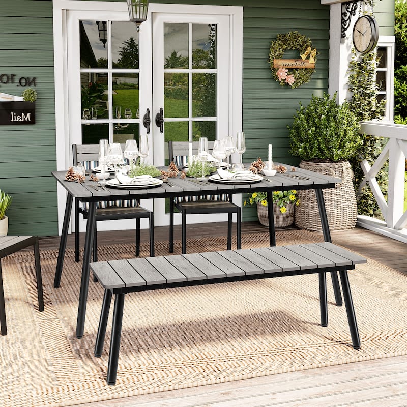 Indoor Outdoor Wood Dining Bench by Crestlive Products - 49.45" W x 14.88" D x 17.48" H
