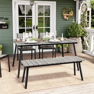Indoor Outdoor Wood Dining Bench by Crestlive Products - 49.45" W x 14.88" D x 17.48" H