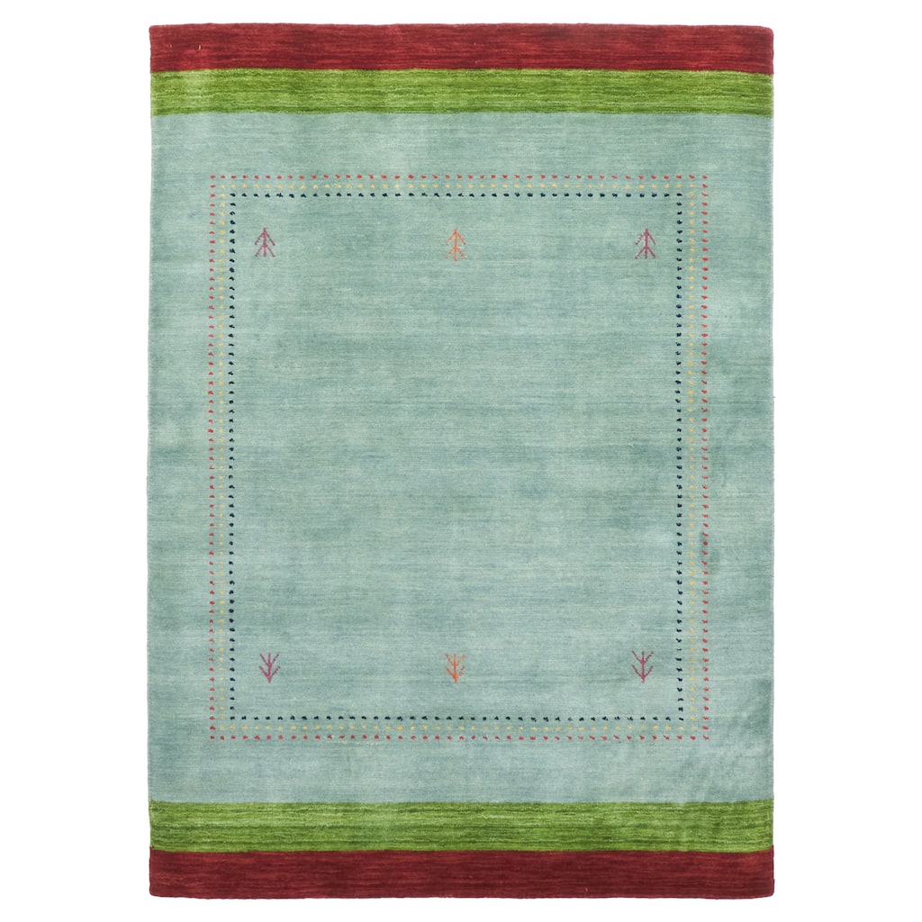 ECARPETGALLERY Hand Loomed Kashkuli Gabbeh Light Blue Wool Rug - 4'2 x 5'9