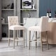 preview thumbnail 8 of 29, Carter 29" Button Tufted Bar Stool (Set of 2) Antique Gray Finish Beige