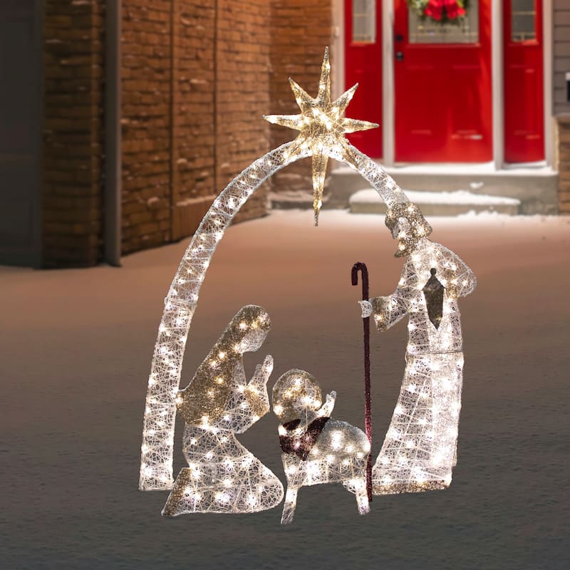 41" LED Holy Family Nativity Scene Outdoor Christmas Decoration - White