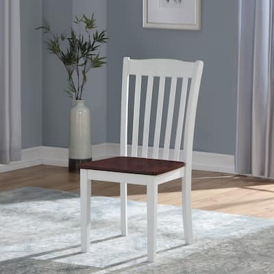 White and Walnut Slat Back Side Chairs (Set of 2)
