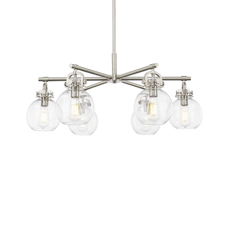 Innovations Lighting 410-6CR-16-26 Newton Sphere Chandelier Newton - Satin Nickel / Clear