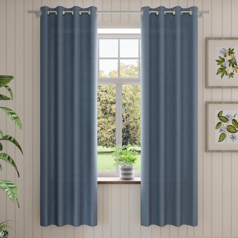 Corvus Gambia Sunbrella Outdoor Window Curtain (1 Panel) - 52 inches  W X 84 inches  L - Blue
