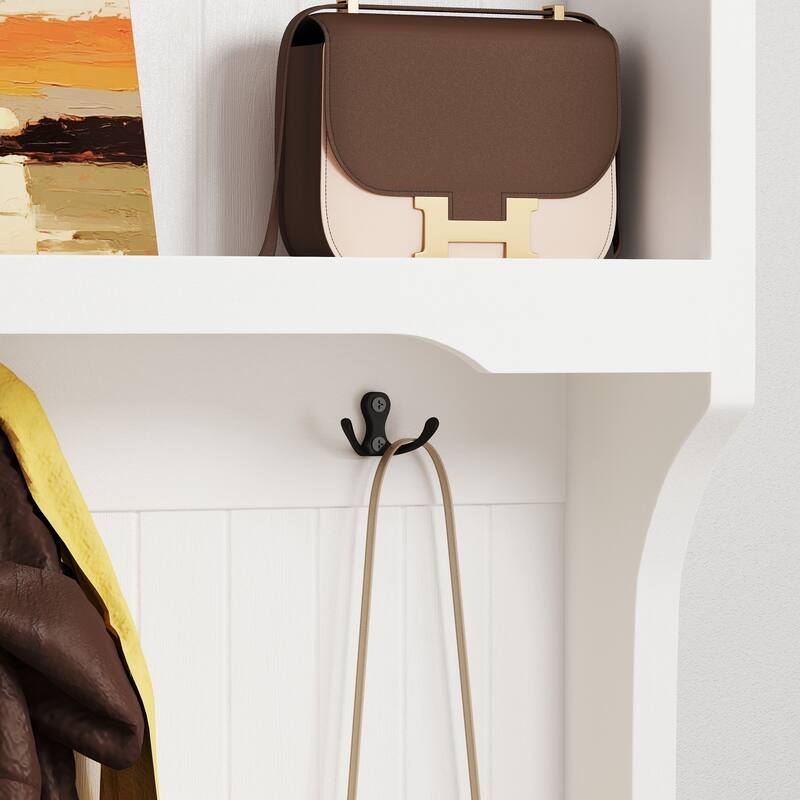 3 in 1 Hallway Hall Tree with 2 Storage Drawer and 4 Coat Rack