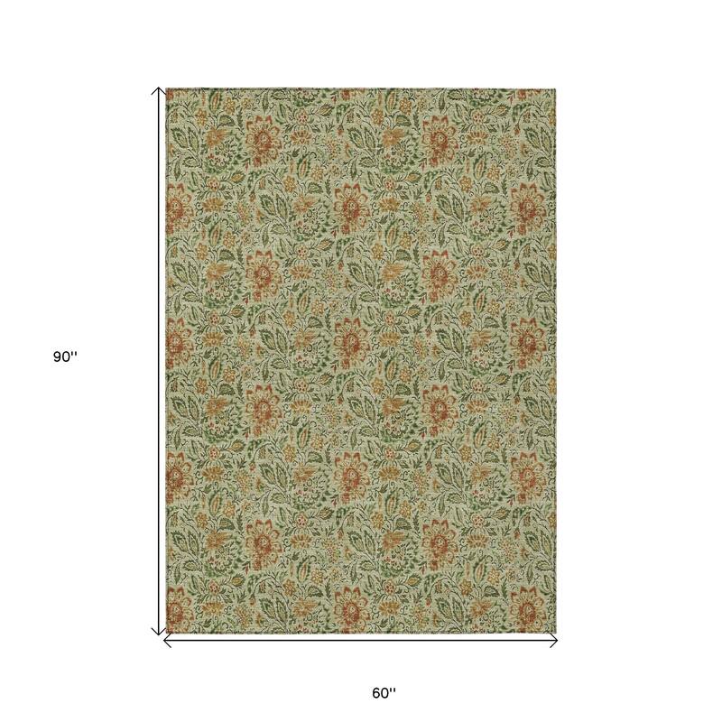 HomeRoots Floral Transitional Rectangle Outdoor Rug