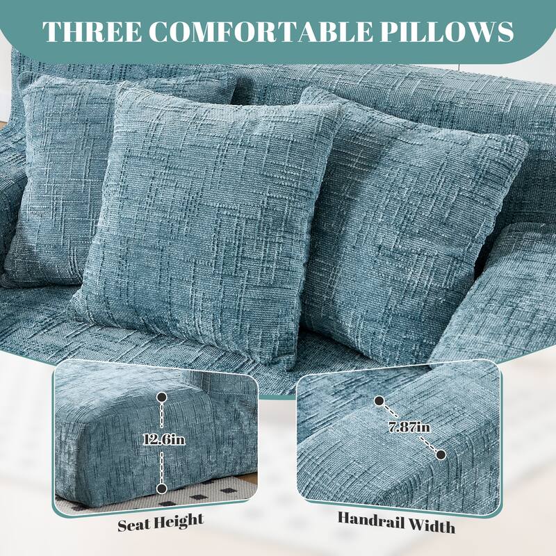 Chenille Interior Lazy Sofa Chaise Longue Armchair With Three Pillows And Armrestssleeping Sofa Bed