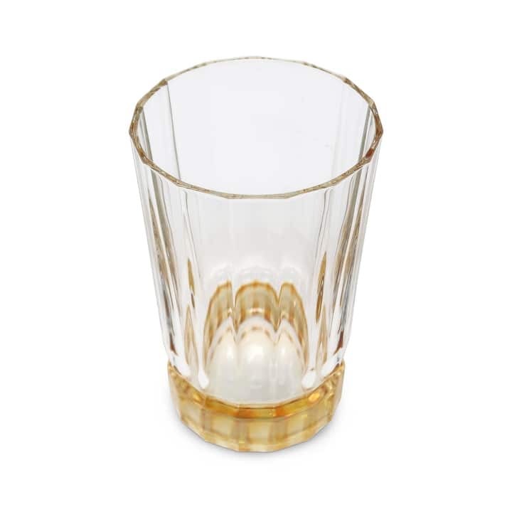 Liscio Ottico - Set of 6 Glasses with Smooth Linear Design and Amber Shade on the Base