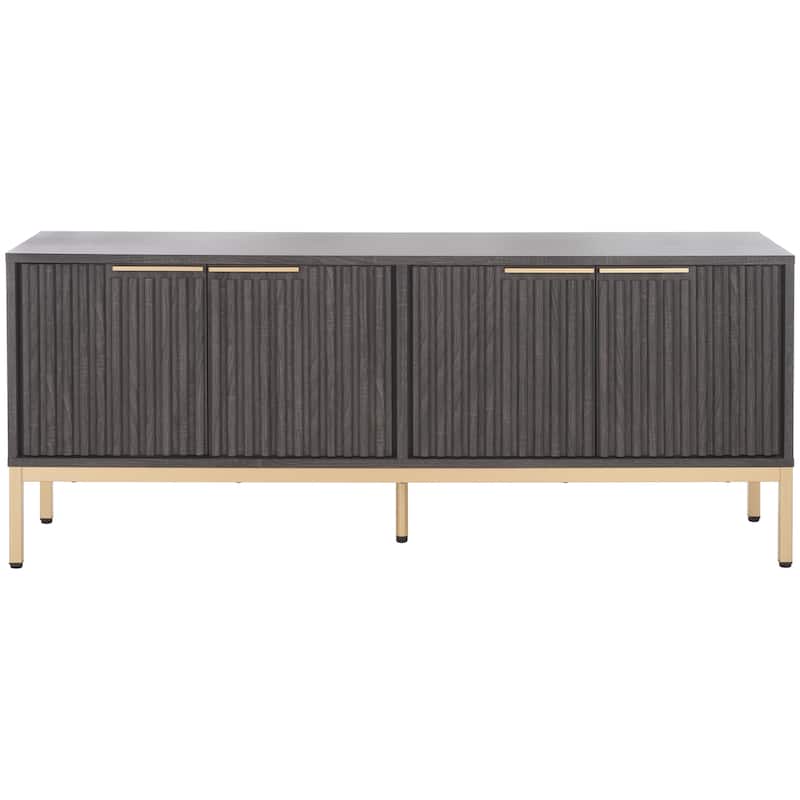 SAFAVIEH Lylia 4-Door Entertainment Media Stand (Fits up to 65" Flatscreen TV) - 60.8 in. x 17.7 in. x 24.6 in. - Distressed Black/Gold