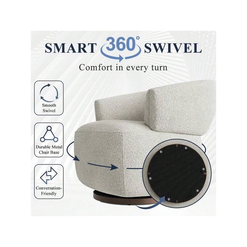 Fully Assembled Upholstered Swivel Barrel Chair