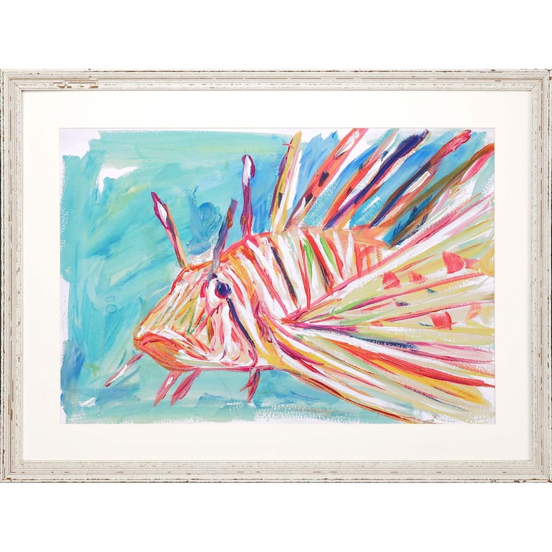 Colorful Fish Framed Art Giclee Under Glass - Blue - 33 X 45 X 1