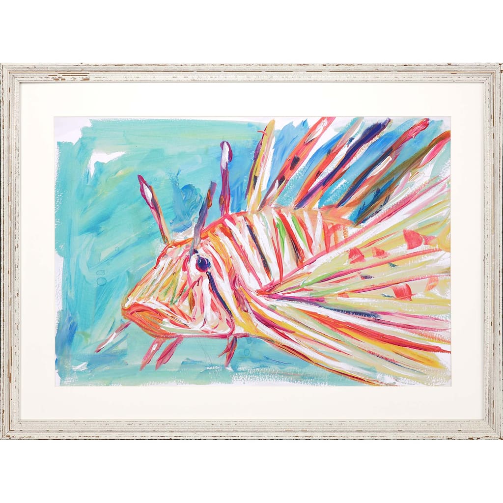 Colorful Fish Framed Art Giclee Under Glass - Blue
