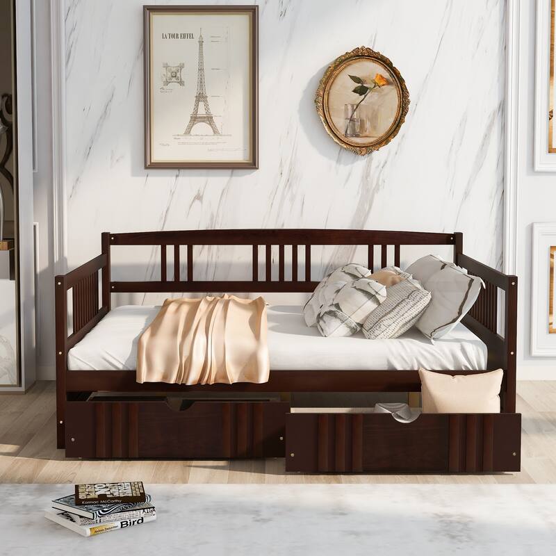 Multi-functional Solid Wood Daybed with Two Drawers, Full Size