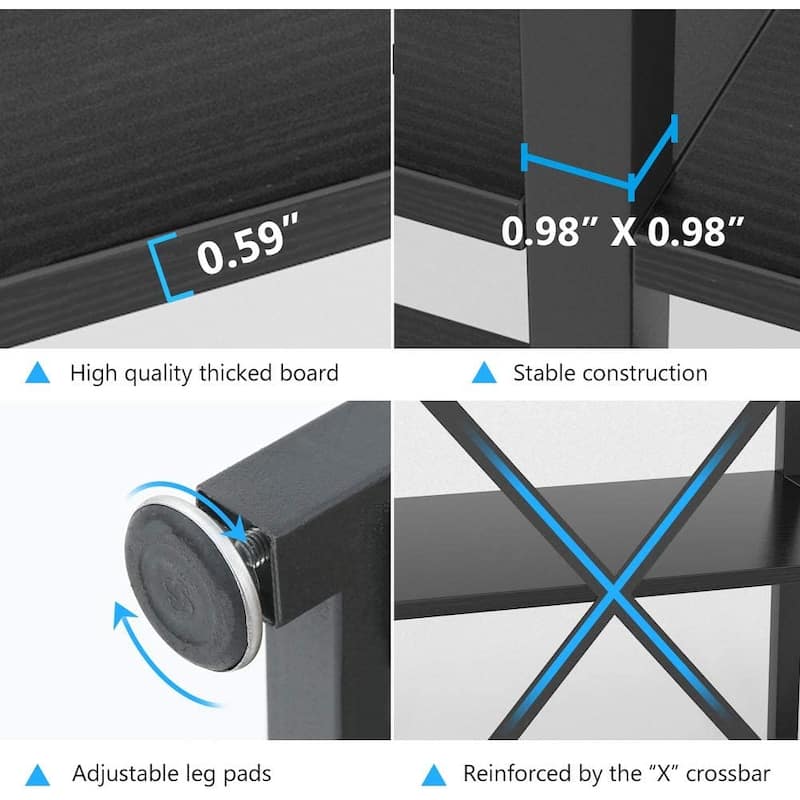 L Shape Bookshelf 9 Shelf Ladder Corner Etagere Bookcase Display Rack for Living Room Bedroom