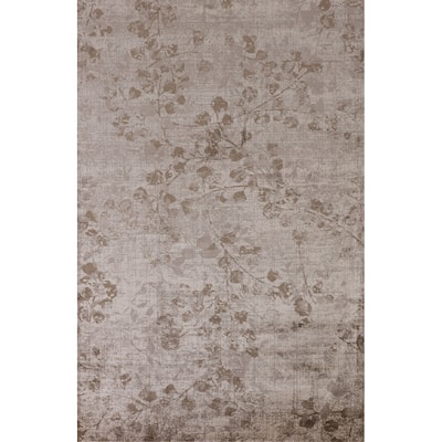 Beige Floral Art & Craft Turkish Area Rug Machine Made Carpet - 5'0" x 7'6"