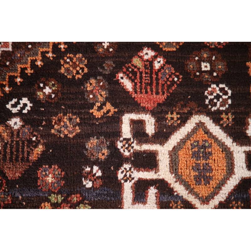Tribal Qashqai Persian Vintage Area Rug Hand-Knotted Wool Carpet - 5'2"x 7'9"