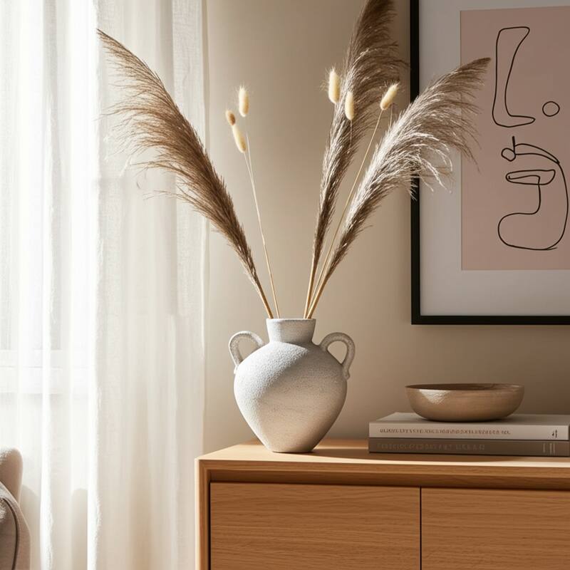 Terracotta Vase Handcrafted Double Handles Timeless Decorative Accent